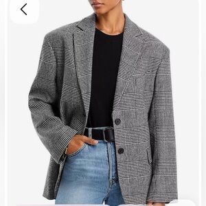 Anine Bing Quinn Blazer in Black and White Houndstooth